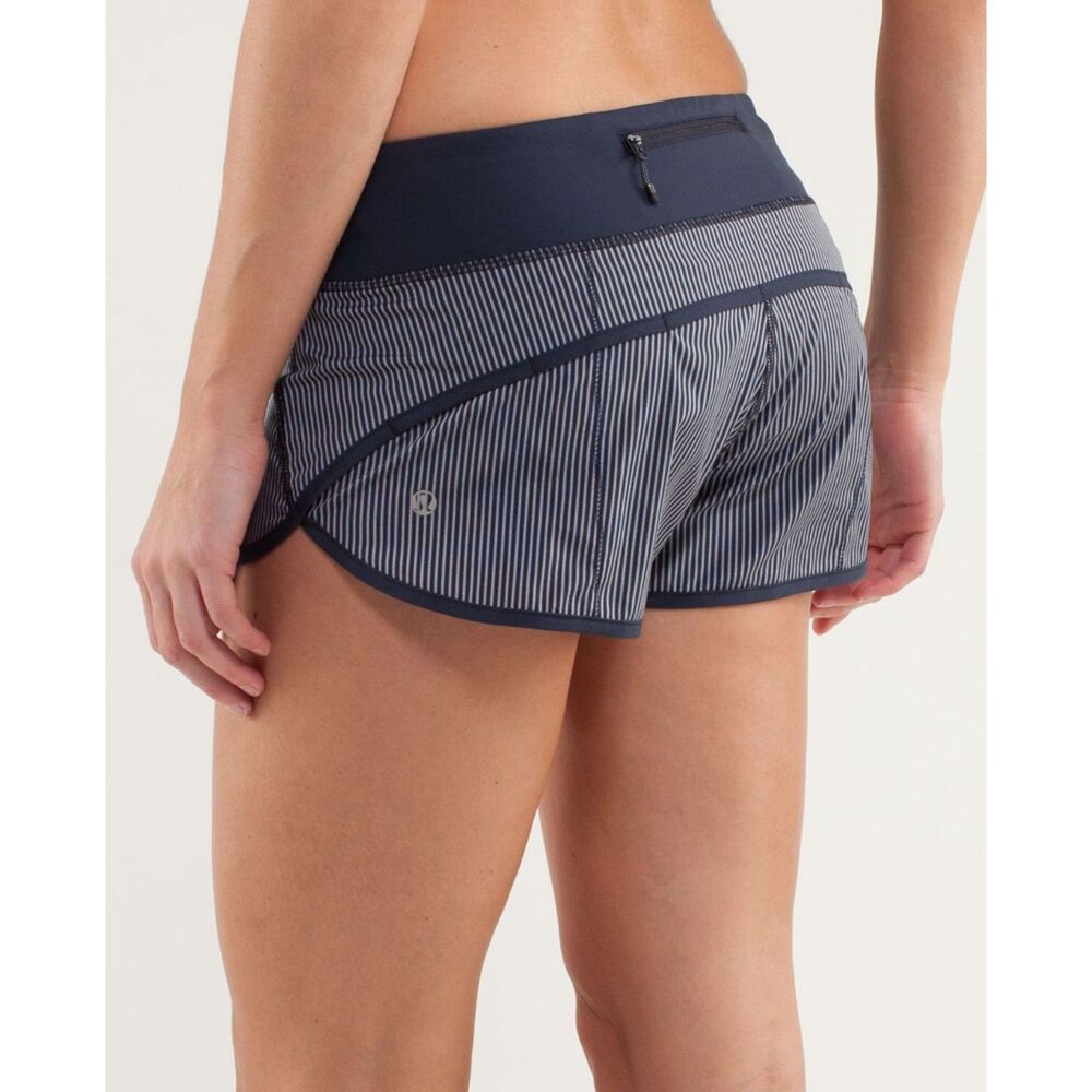 Lululemon Run Wagon Stripe Inkwell Speed Shorts Women's Size 6